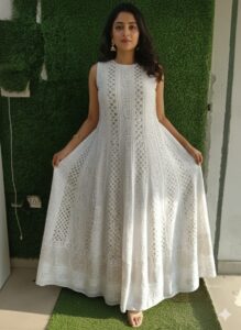 White Lucknowi Chikankari Anarkali